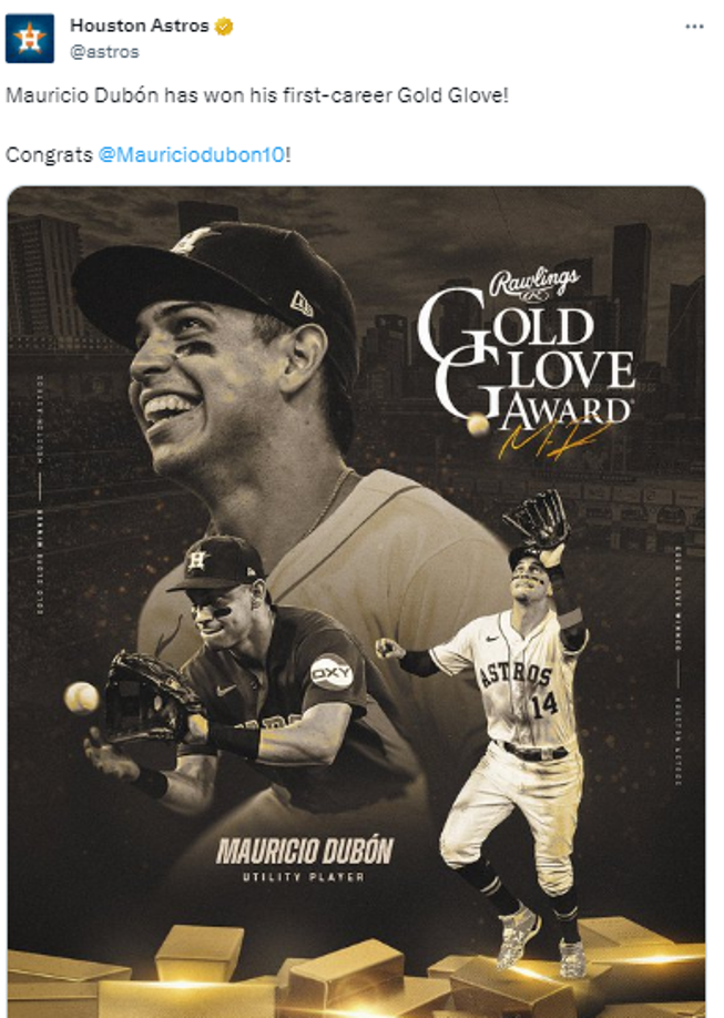 El mensaje de los Astros de Houston tras el galardón al hondureño Mauricio Dubón.
