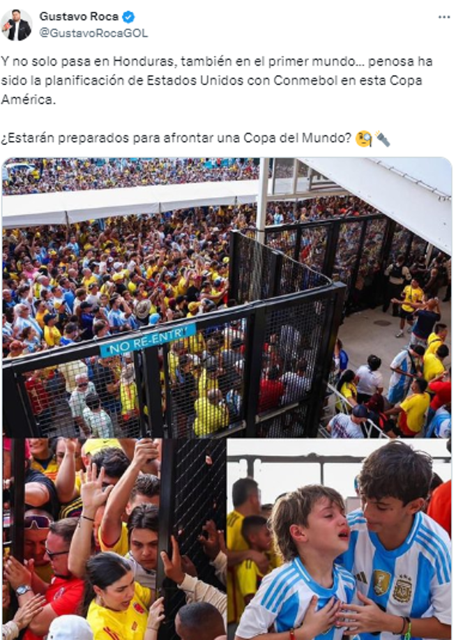 Gustavo Roca, periodista de Diario DIEZ: “Y no solo pasa en Honduras, también en el primer mundo... penosa ha sido la planificación de Estados Unidos con Conmebol en esta Copa América”.