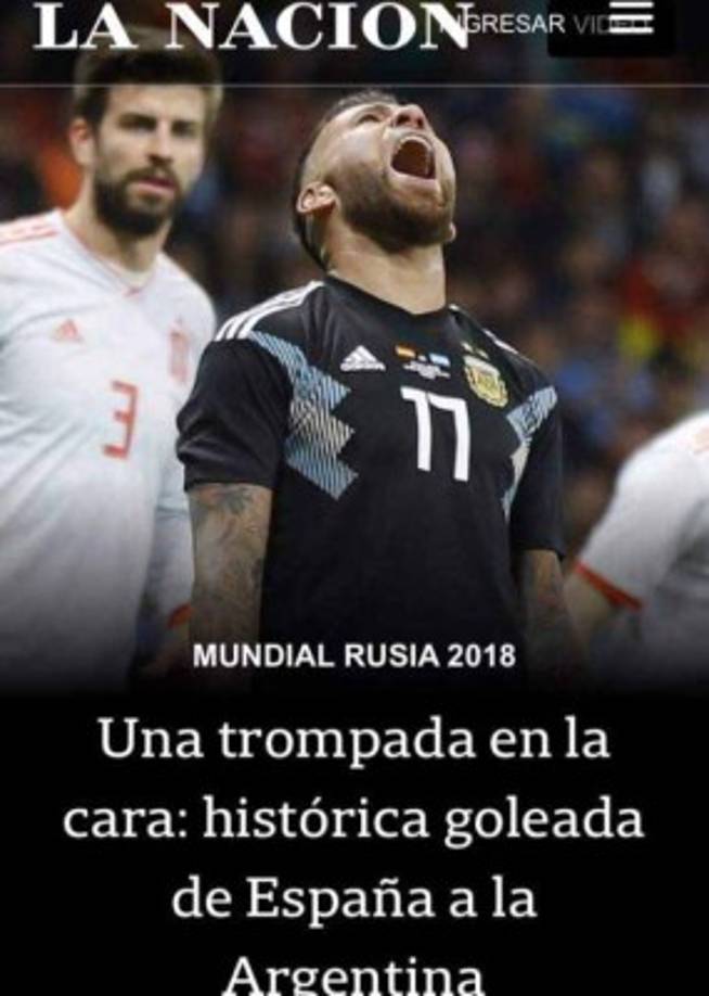 La goleada histórica que sufrió Argentina ante España (6-1 a favor de los hispanos) caló hondo en los medios argentinos.