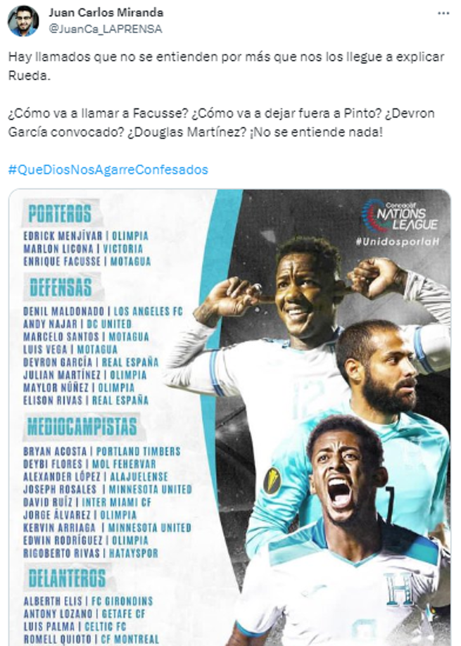 Juan Carlos Miranda de Diario LA PRENSA: “Hay llamados que no se entienden por más que nos los llegue a explicar Rueda”.