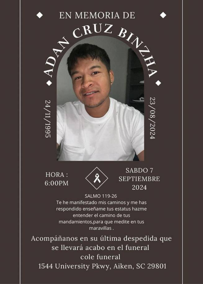 Cruz deja atrás a su esposa, un hijo pequeño, además de sus padres y hermanos.