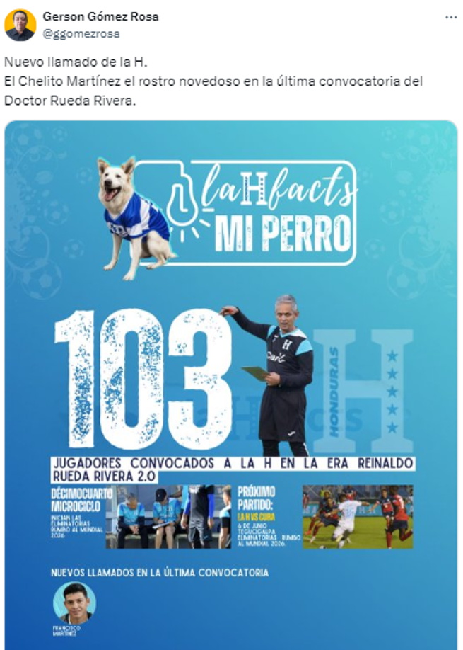 “El Chelito Martínez el rostro novedoso en la última convocatoria del Doctor Rueda Rivera”, comentan.