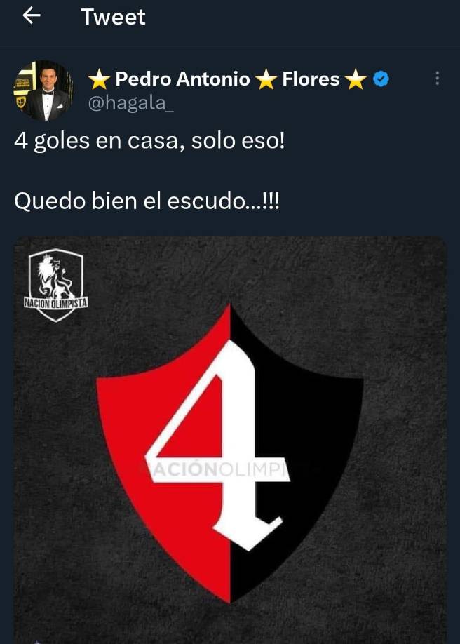 Y también se mofó del triunfo compartiendo el logo del Atlas con los cuatro goles a Olimpia.