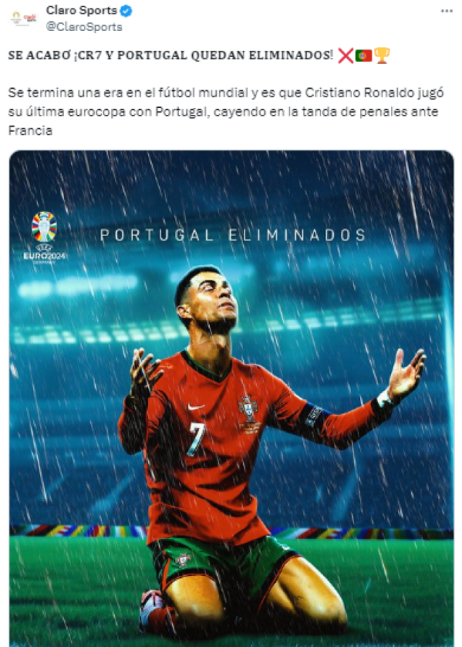 En Claro Sports publicaron que “se termina una era” ya que Cristiano jugó su último partido en el torneo continental.