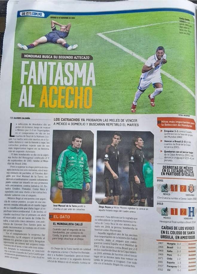 “Fantasma al acecho”, reza titular del ESTO dejando claro que podría repetirse otro Aztecazo, palabra que por ahora no se ha hecho pública en el seno de la Bicolor.