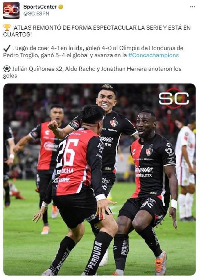 Uno se burla de Olimpia: Famosos reaccionan tras remontada de Atlas