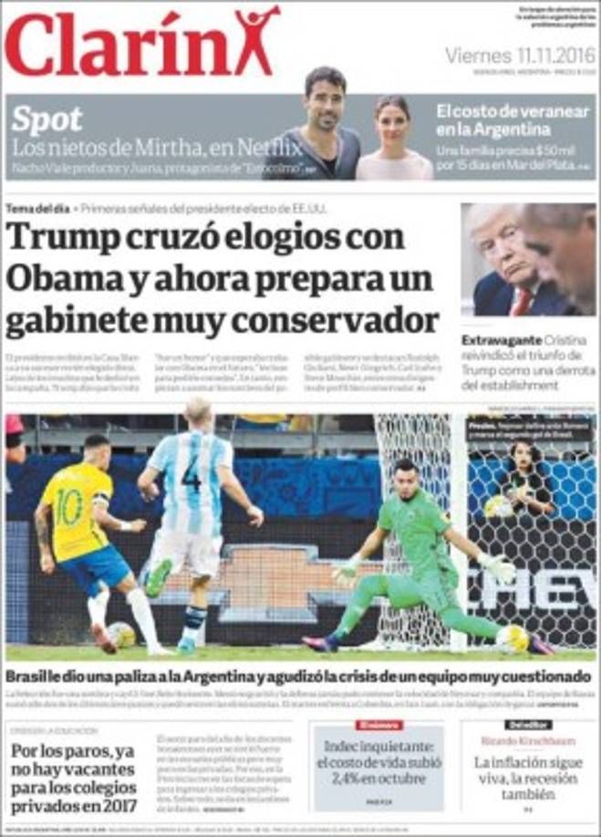 Diario Clarín de Argentina habla de paliza.