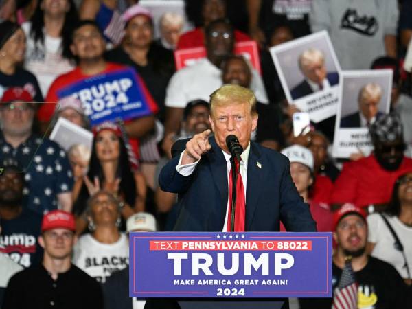 El expresidente Donald Trump durante un evento de campaña en Filadelfia.