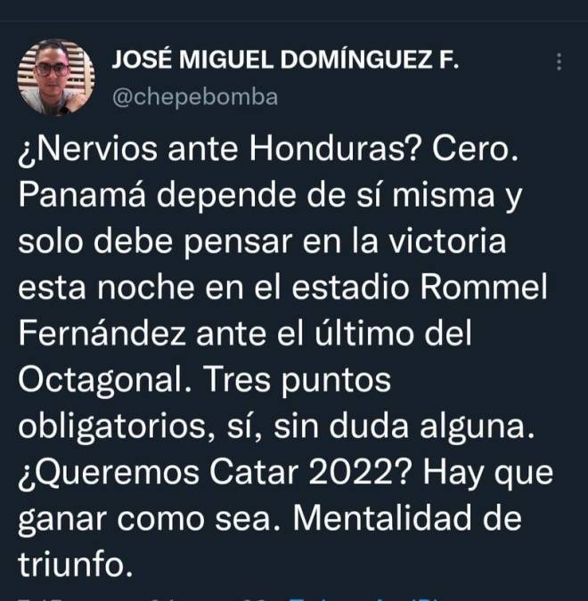 José Domínguez indica que su selección no debe de sentirse nerviosa ante Honduras.