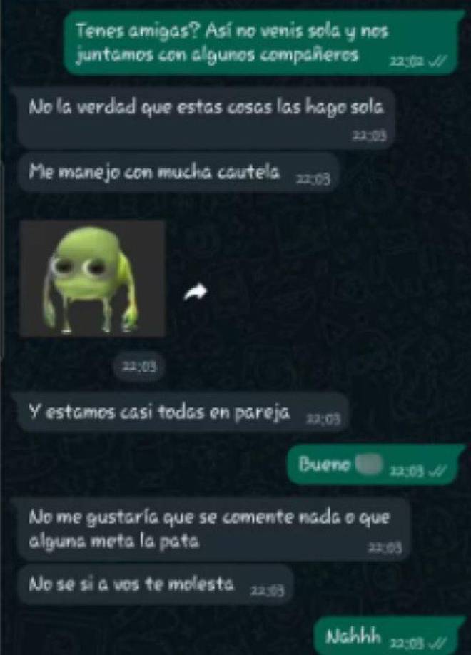 La charla muestra cómo el arquero logró convencerla a la periodista de verse incluso con sus tres compañeros (Osorio, Cufré y Florentín).