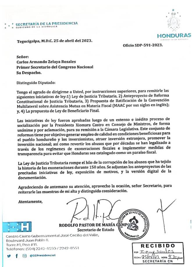 Ayer miércoles, el proyecto fue remitido al Congreso Nacional, donde se espera que en los próximos días comience a discutirse entre las diferentes bancadas. Luis Redondo, presidente del Legislativo, ya nombró una Comisión. 