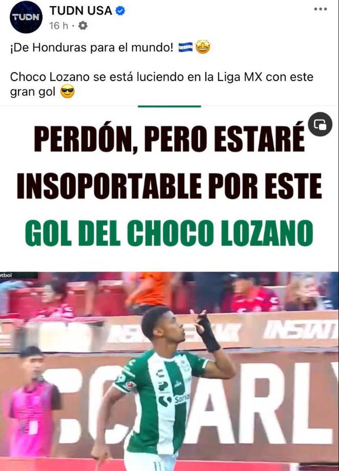 TUDN resaltó el gol del Choco Lozano en sus redes sociales.