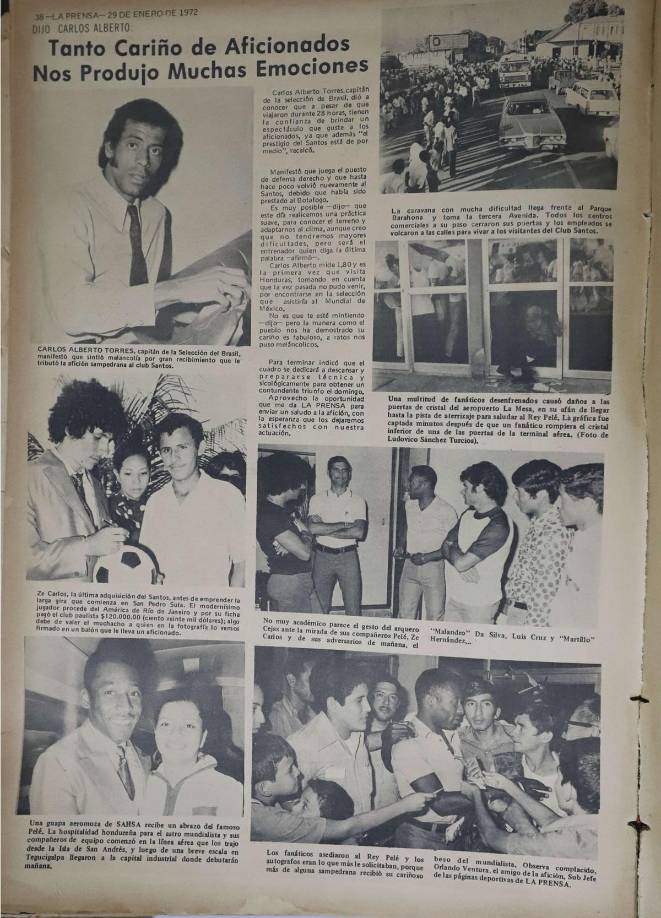 El ruido de la presencia de Pelé fue mayor y grandes caravanas de vehículos desfilaban para verlo cuando saliera del avión en el Aeropuerto “La Mesa”, conocido también como Ramón Villeda Morales.