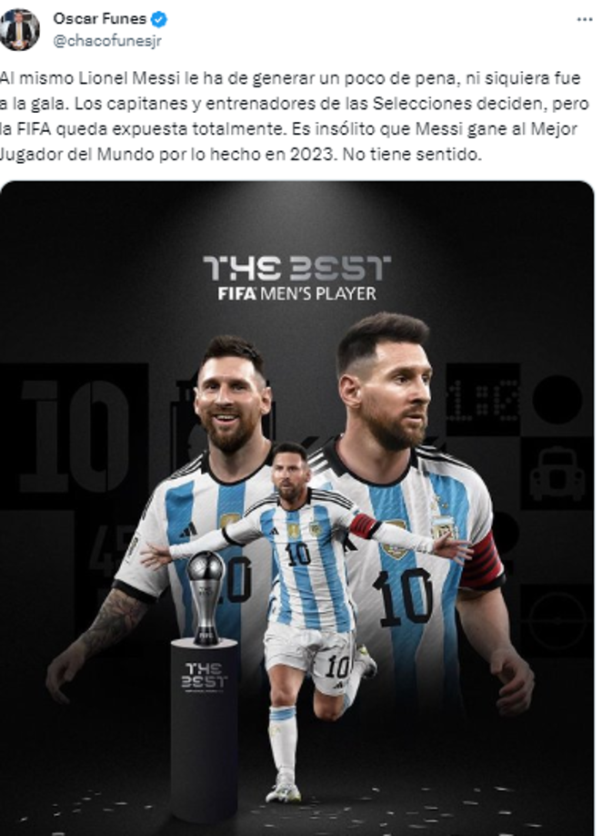 Óscar Funes, periodista hondureño: “Al mismo Lionel Messi le ha de generar un poco de pena, ni siquiera fue a la gala”.
