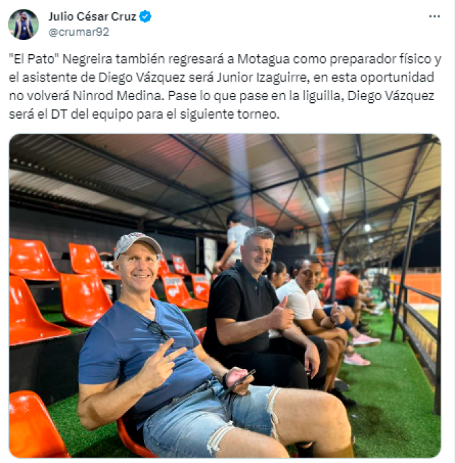 Y también detalló: “En esta oportunidad no volverá Ninrod Medina. Pase lo que pase en la liguilla, Diego Vázquez será el DT del equipo para el siguiente torneo”.