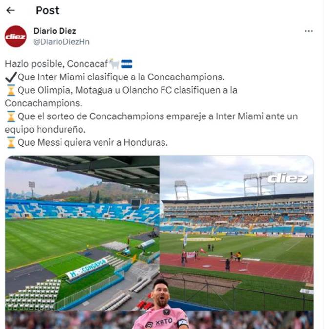 Diario Diez realizó un posteo en donde no se descarta que Messi pueda venir a Honduras. 