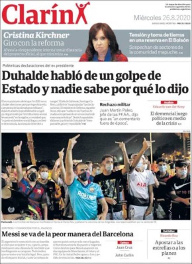 Diario El Clarín (Argentina) - 'Messi se va de la peor manera del Barcelona'.