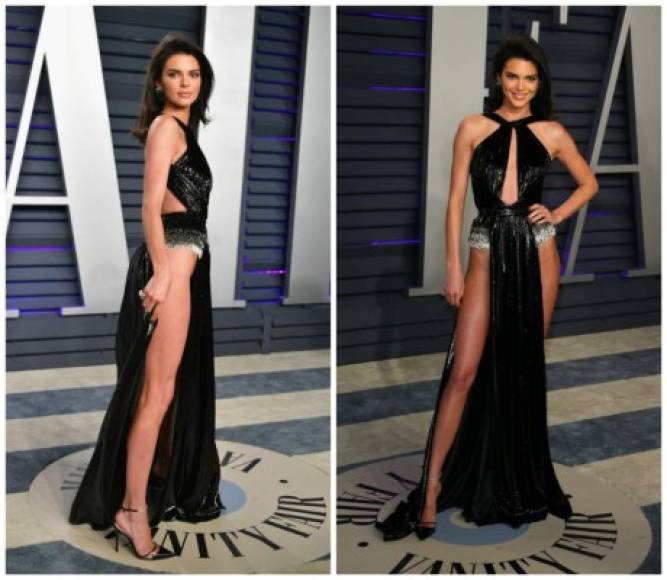 Kendall Jenner robó las miradas con un arriesgado vestido de Rami Kadi con aberturas que llegaban hasta sus caderas.