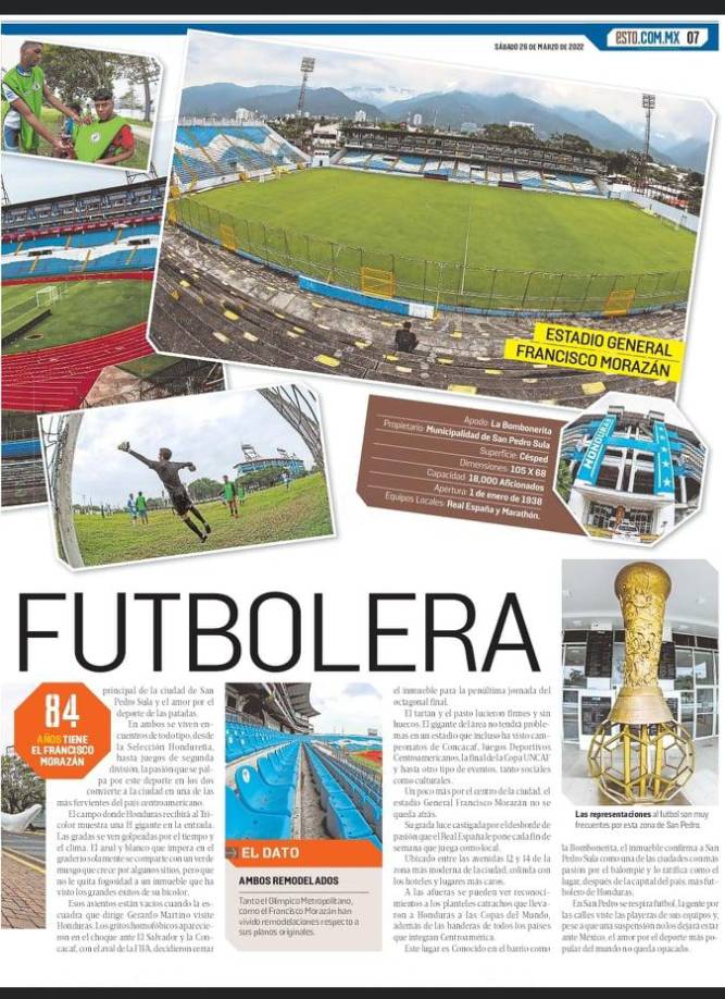 El Diario Esto de México realizó un bonito reportaje sobre San Pedro Sula y la catalogó como una “ciudad futbolera”.