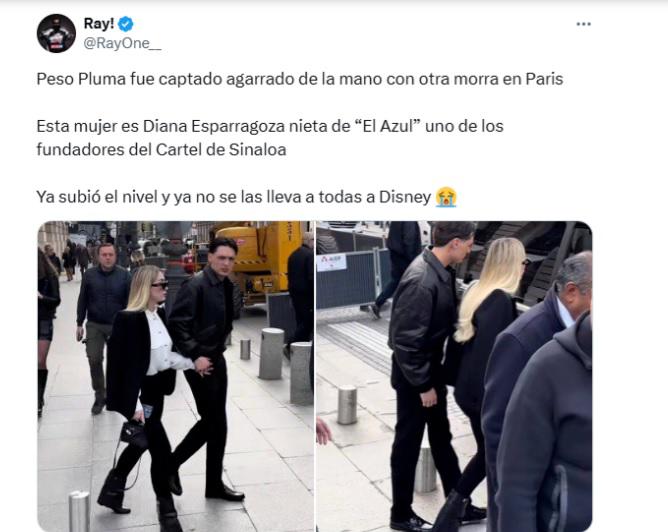 Peso Pluma y su nueva novia en París.