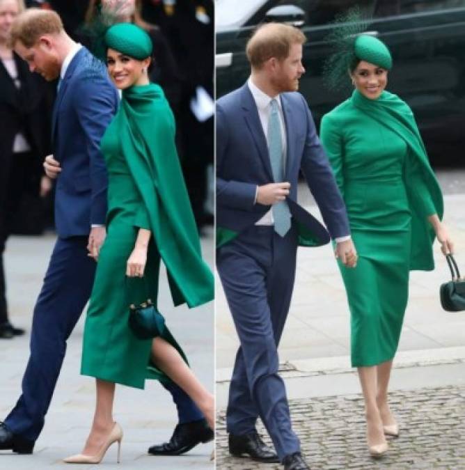 Para su último evento como royal, la duquesa de Sussex brilló en un conjunto de Emilia Wickstead en color esmeralda; complementado con un sombrero de William Chambers, un bolso de Gabriella Hearst y zapatos Aquazzura.