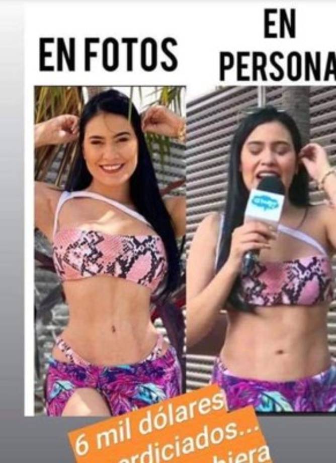 La presentadora hondureña comentó a LA PRENSA que ya había visto esta imagen que circula en redes sociales, y asegura que se trata de personas que le tienen envidia a sus nueva imagen. 'Ya he subido como mil videos, no necesito demostrarle nada a nadie, es mi nuevo cuerpo y me siento bella, me siento bien contenta, si esto es dolor para otros yo no puedo hacer nada', enfatizó Alejandra Rubio al ser consultada.