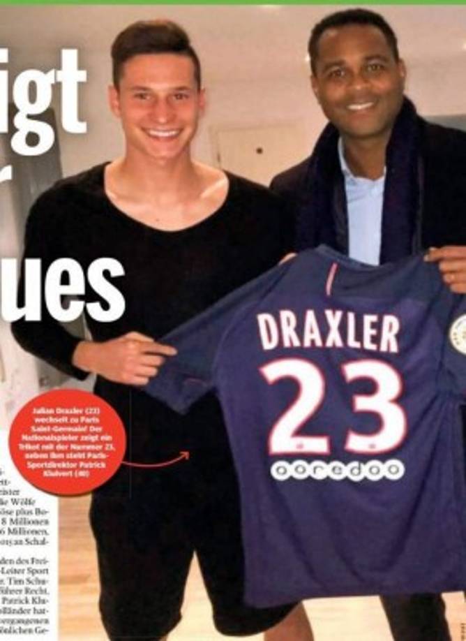 El centrocampista aleman Julian Draxler (23) jugará el resto de la temporada en el Paris Saint Germain. El Wolfsburgo ha anunciado la venta de su futbolista por unos 40 millones de euros, que firmará por la entidad parisina hasta 2021. El internacional alemán había manifestado sus deseos de abandonar la disciplina del club de la Volkswagen, en el que ha militado las últimas dos temporadas. Draxler podrá jugar la eliminatoria de octavos de final de la Champions contra el Barça al no haber disputado competición europea con su equipo.