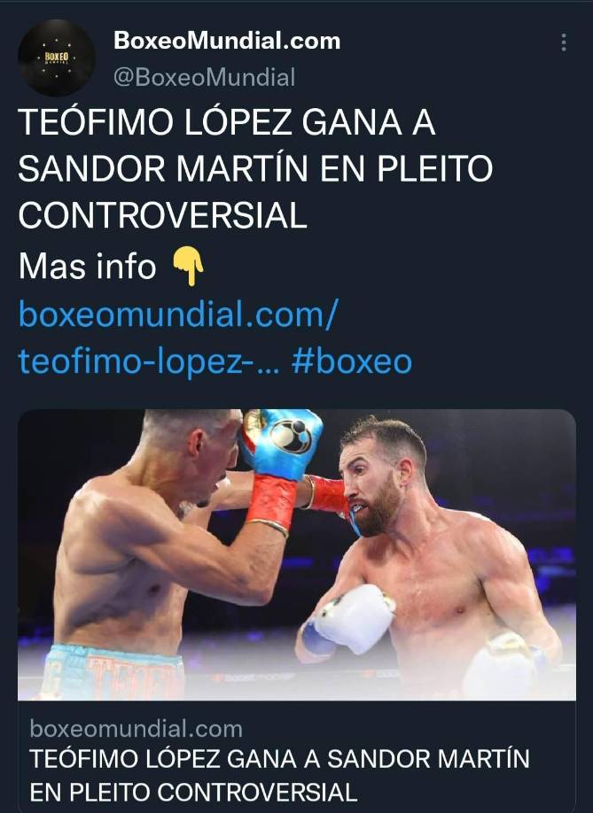“Teófimo gana a Sandor en pleito controversial”.