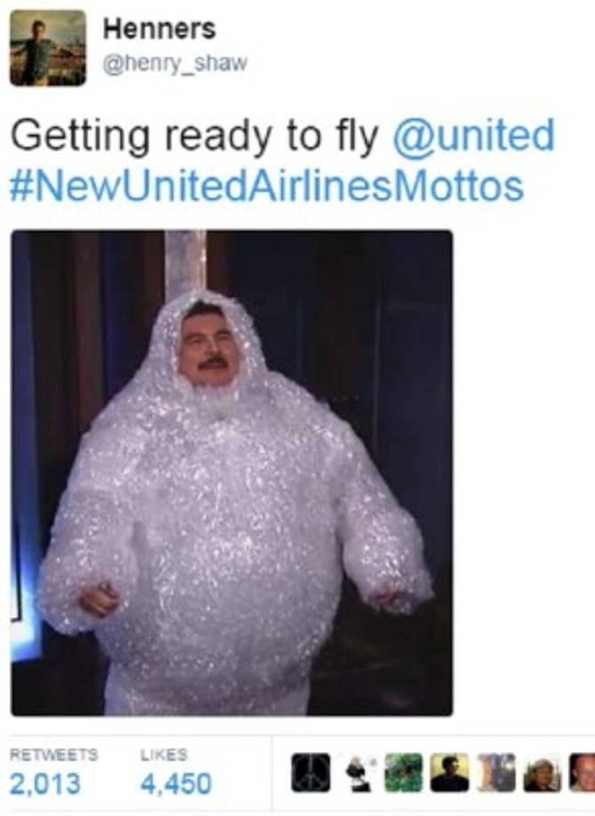 El usuario Henner ironizó con esta imagen afirmando que estaba 'preparándose para volar con United'.