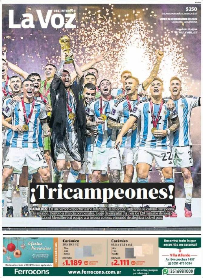Los argentinos destacaron la tercera Copa del Mundo lograda por La Albiceleste-.