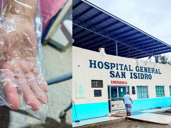 Enfermeras del hospital San Isidro recurren a bolsas plásticas como sustituto de guantes debido al desabastecimiento que mantiene al centro en situación de calamidad doméstica.