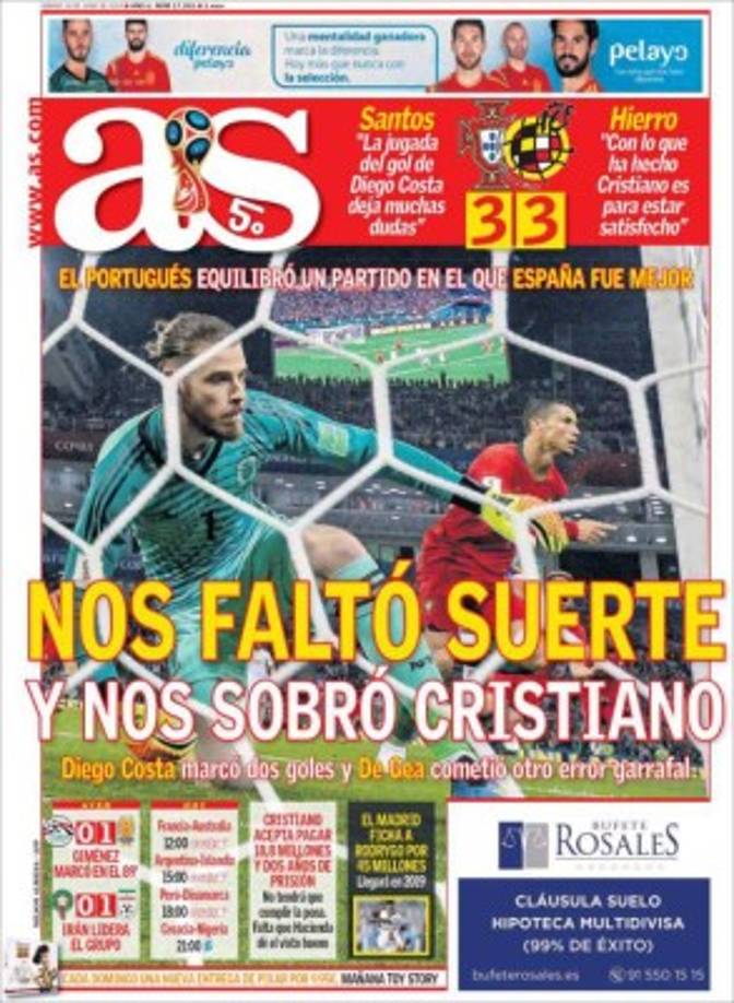 El diario AS de España acepta que no tuvo suerte ante un 'sobrado' CR7.