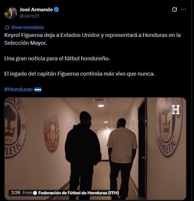 Revuelo por Keyrol Figueroa a Honduras: esto dicen tras anunciar su decisión
