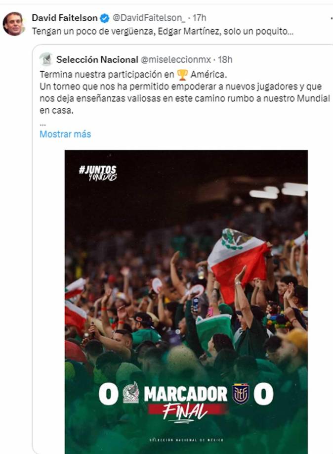 David Faitelson ha sido uno de los más críticos de la selección mexicana, ha lanzado contra jugadores, Jaime Lozano y directivos de la FMF: “Tengan un poco de vergüenza”.