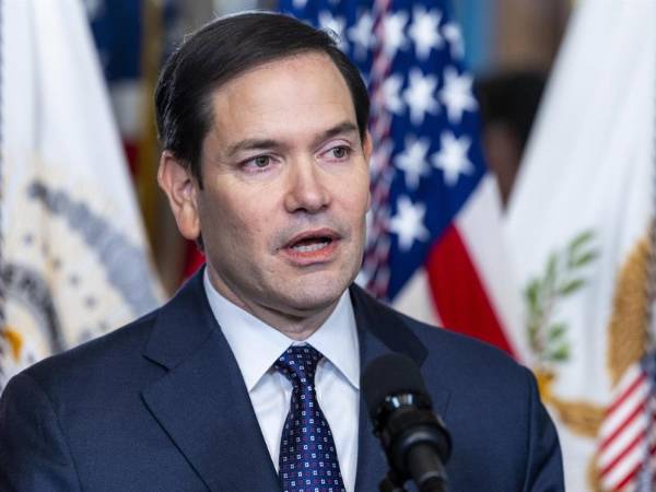 Fotografía de archivo del secretario de Estado estadounidense, Marco Rubio, durante una conferencia de prensa, en Washington DC (EE.UU.).