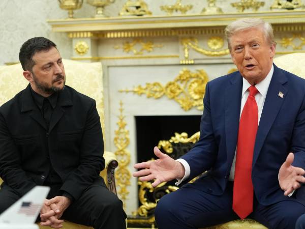 Los Presidentes Volodymyr Zelensky de Ucrania y Donald J. Trump de EU en Washington el 18 de agosto. (Doug Mills/The New York Times)