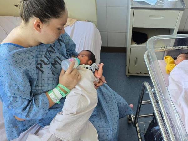 Los trillizos nacieron en la sala de Labor y Parto del Hospital Escuela.