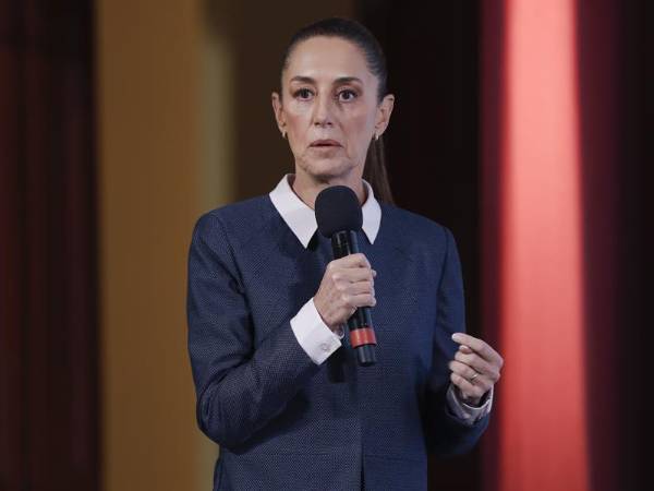 La presidenta de México, Claudia Sheinbaum, durante una conferencia de prensa en Palacio Nacional.