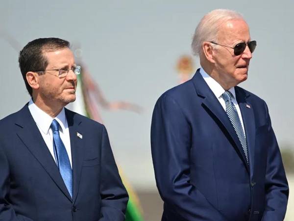 El presidente de Israel, Isaac Herzog, y su homólogo de Estados Unidos, Joe Biden.