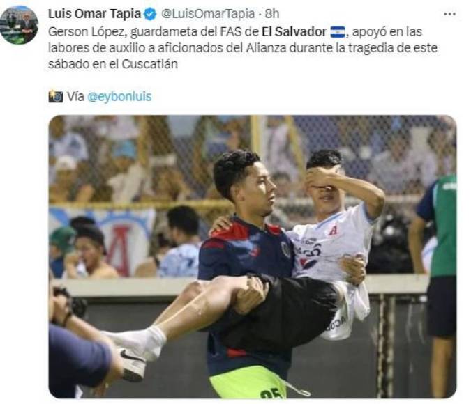 Luis Omar Tapia destacó el apoyo del guardameta del FAS con uno de los aficionados.