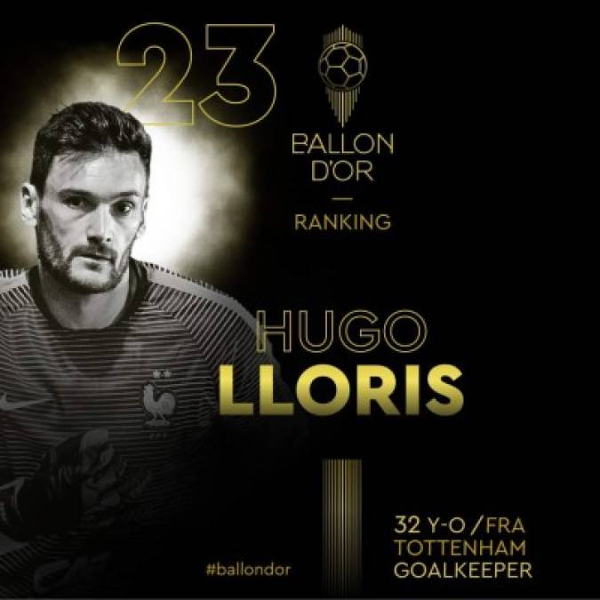 El portero francés Hugo Lloris, del Tottenham, aparece en el puesto 23 del ranking del Balón de Oro.