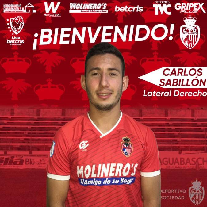 La Real Sociedad de Tocoa anunció el fichaje de Carlos Sabillón, lateral derecho que llega al conjunto aceitero tras jugar con el Real Juventud de Segunda División.