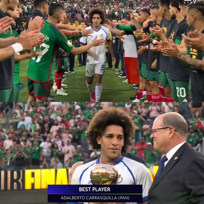 Los mexicanos tuvieron otro buen gesto con los panameños y les hicieron un pasillo al final del partido. Así saludaron a Adalberto Carrasquilla, quien fue elegido como MVP de la Copa Oro 2023.