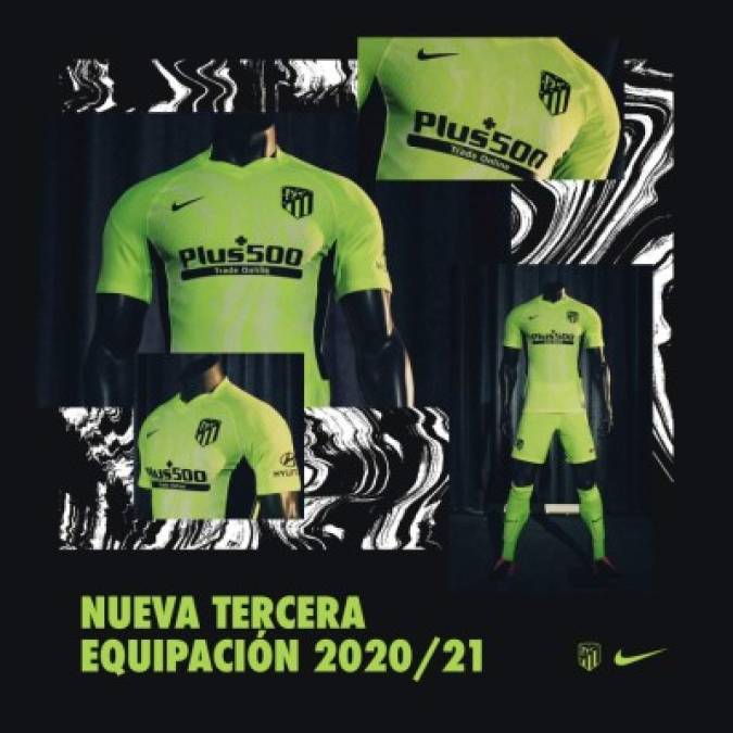 El Atlético de Madrid apuesta por un fluorescente llamativo para su camiseta alternativa.