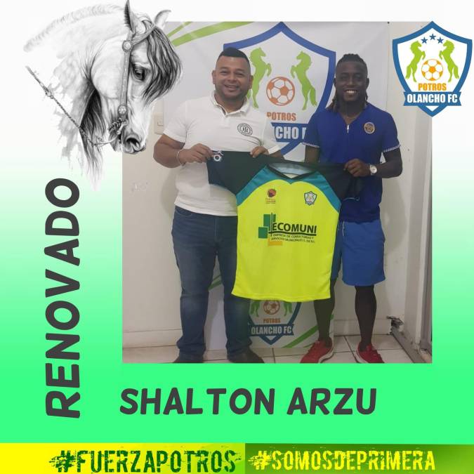 El delantero hondureño Shalton Arzú renovó por un año con Los Potros del Olancho FC. El atacante fue clave para conseguir el Ascenso.