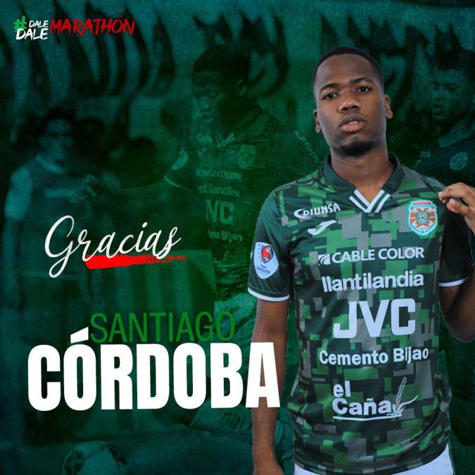 El Marathón también confirmó la rescisión del contrato de Santiago Córdoba. El delantero colombiano tenía seis meses de contrato con los verdolagas.