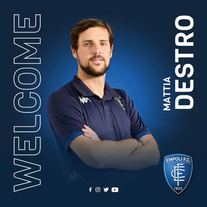 El delantero italiano Mattia Destro es nuevo jugador del Empoli. Llega procedente del Genoa.