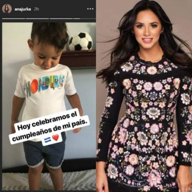 Ana Jurka publicó una foto de su hijo usando una camisa de Honduras. <br/>'Hoy celebramos el cumpleaños de país' escribió en la publicación hecha en su Instragram Stories.
