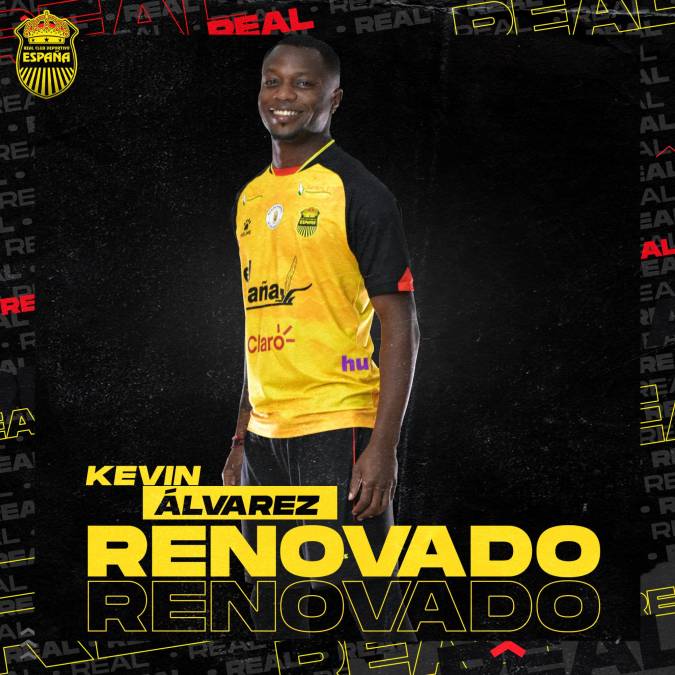 Kevin Álvarez: El Real España hizo oficial la renovación del defensor hondureño. En un principio se manejó que iba a regresar al IFK Norrköping de Suecia, pero al final seguirá en el cuadro aurinegro.