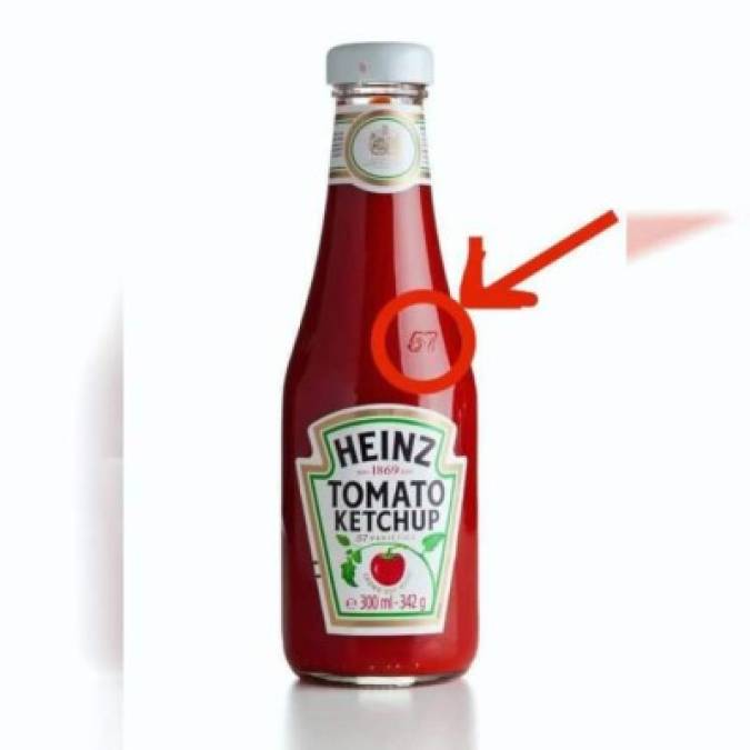 Número 57 en la Ketchup: <br/><br/>El número 57 es un como una signo de suerte para los dueños de la marca, pero además, en su sitio oficial indican que al pegar en el 57 la salsa sale mejor del frasco, siempre estuvimos equivocados por pegarle en el fondo de la botella. <br/>